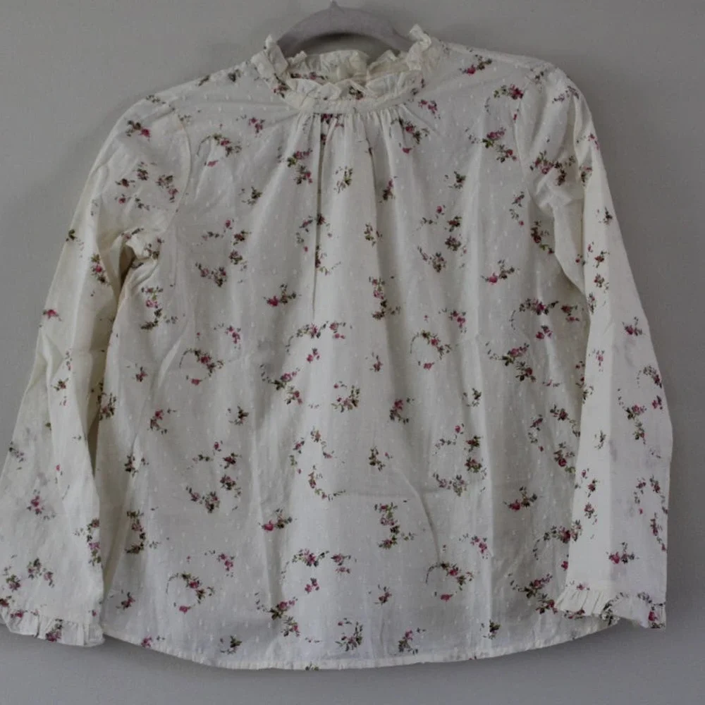 NWT Bonpoint Girl's‎ Felicite Long Sleeve Swiss Dot Floral Print Blouse Top 12